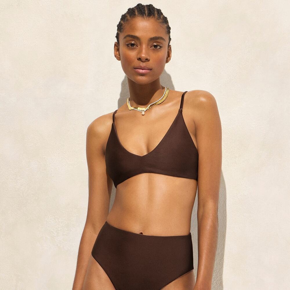 J.Crew Lana Bikini Top Brown XS NWT Classic Sculpt Resortwear Swim Top